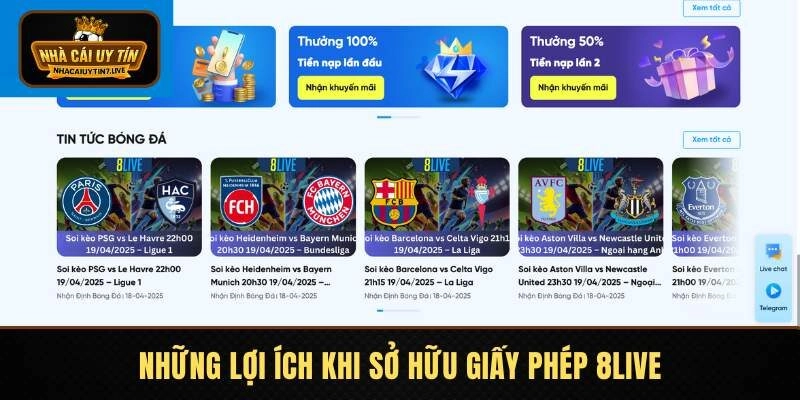 Các ưu điểm khi sở hữu giấy phép 8LIVE